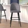 Flash Furniture Lyla Commercial Grade Modern Armless Barstools – Black LeatherSoft Upholstery – 30″ Barstool – Contoured Backrest – Steel Frame & Footrest – Set of 2(Gray Faux Linen)