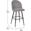 Flash Furniture Lyla Commercial Grade Modern Armless Barstools – Black LeatherSoft Upholstery – 30″ Barstool – Contoured Backrest – Steel Frame & Footrest – Set of 2(Gray Faux Linen)
