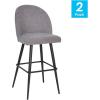 Flash Furniture Lyla Commercial Grade Modern Armless Barstools – Black LeatherSoft Upholstery – 30″ Barstool – Contoured Backrest – Steel Frame & Footrest – Set of 2(Gray Faux Linen)