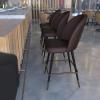 Flash Furniture Lyla Commercial Grade Modern Armless Counter Stools-Brown LeatherSoft Upholstery-26″ Barstool-Contoured Backrest-Steel Frame & Footrest-Set of 2