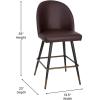 Flash Furniture Lyla Commercial Grade Modern Armless Counter Stools-Brown LeatherSoft Upholstery-26″ Barstool-Contoured Backrest-Steel Frame & Footrest-Set of 2