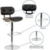 Flash Furniture Magnus Walnut Bentwood Adjustable Height Barstool with Button Tufted Black Vinyl Seat(Beech)