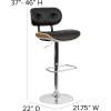 Flash Furniture Magnus Walnut Bentwood Adjustable Height Barstool with Button Tufted Black Vinyl Seat(Beech)