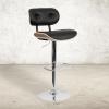 Flash Furniture Magnus Walnut Bentwood Adjustable Height Barstool with Button Tufted Black Vinyl Seat(Beech)