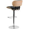Flash Furniture Magnus Walnut Bentwood Adjustable Height Barstool with Button Tufted Black Vinyl Seat(Beech)
