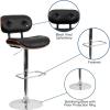 Flash Furniture Magnus Walnut Bentwood Adjustable Height Barstool with Button Tufted Black Vinyl Seat(Walnut)