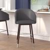 Flash Furniture Margo Commercial Grade Mid-Back Barstool – Black LeatherSoft Upholstery – Walnut Finish Beechwood Legs with Soft Bronze Accents – 30″ Bar Stool(Gray/Walnut)