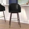 Flash Furniture Margo Commercial Grade Mid-Back Barstool – Black LeatherSoft Upholstery – Walnut Finish Beechwood Legs with Soft Bronze Accents – 30″ Bar Stool(Black)