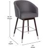 Flash Furniture Margo Commercial Grade Mid-Back Barstool – Black LeatherSoft Upholstery – Walnut Finish Beechwood Legs with Soft Bronze Accents – 30″ Bar Stool(Gray/Walnut)