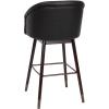 Flash Furniture Margo Commercial Grade Mid-Back Barstool – Black LeatherSoft Upholstery – Walnut Finish Beechwood Legs with Soft Bronze Accents – 30″ Bar Stool(Black/Walnut)
