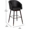 Flash Furniture Margo Commercial Grade Mid-Back Barstool – Black LeatherSoft Upholstery – Walnut Finish Beechwood Legs with Soft Bronze Accents – 30″ Bar Stool(Black/Walnut)