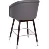 Flash Furniture Margo Commercial Grade Mid-Back Barstool – Black LeatherSoft Upholstery – Walnut Finish Beechwood Legs with Soft Bronze Accents – 30″ Bar Stool(Gray/Walnut)