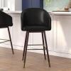 Flash Furniture Margo Commercial Grade Mid-Back Barstool – Black LeatherSoft Upholstery – Walnut Finish Beechwood Legs with Soft Bronze Accents – 30″ Bar Stool(Black/Walnut)
