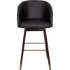 Flash Furniture Margo Commercial Grade Mid-Back Barstool – Black LeatherSoft Upholstery – Walnut Finish Beechwood Legs with Soft Bronze Accents – 30″ Bar Stool(Black)