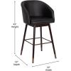 Flash Furniture Margo Commercial Grade Mid-Back Barstool – Black LeatherSoft Upholstery – Walnut Finish Beechwood Legs with Soft Bronze Accents – 30″ Bar Stool(Black)