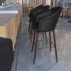 Flash Furniture Margo Commercial Grade Mid-Back Barstool – Black LeatherSoft Upholstery – Walnut Finish Beechwood Legs with Soft Bronze Accents – 30″ Bar Stool(Black)