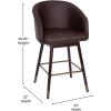 Flash Furniture Margo Commercial Grade Mid-Back Barstool – Black LeatherSoft Upholstery – Walnut Finish Beechwood Legs with Soft Bronze Accents – 30″ Bar Stool(Brown/Walnut)