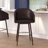 Flash Furniture Margo Commercial Grade Mid-Back Barstool – Black LeatherSoft Upholstery – Walnut Finish Beechwood Legs with Soft Bronze Accents – 30″ Bar Stool(Brown/Walnut)
