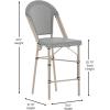 Flash Furniture Marseille Indoor/Outdoor Commercial Bistro Stacking Counter Stool – Black Textilene Back and Seat – Natural Bamboo Print Metal Frame, 2 Pack(Black & White/Light Natural Frame)