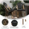 Flash Furniture Marseille Indoor/Outdoor Commercial Bistro Stacking Counter Stool – Black Textilene Back and Seat – Natural Bamboo Print Metal Frame, 2 Pack(Black/Natural Frame)