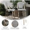 Flash Furniture Marseille Indoor/Outdoor Commercial Bistro Stacking Counter Stool – Black Textilene Back and Seat – Natural Bamboo Print Metal Frame, 2 Pack(Black & White/Light Natural Frame)