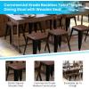 Flash Furniture Metal Dining Table Height Stool with Wooden Seat Set of 4 – Backless Teal Kai Commercial Grade Stool – Kai 18″ Stackable Dining Chairs(Black)