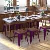 Flash Furniture Metal Dining Table Height Stool with Wooden Seat Set of 4 – Backless Teal Kai Commercial Grade Stool – Kai 18″ Stackable Dining Chairs(Purple)