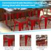 Flash Furniture Metal Dining Table Height Stool with Wooden Seat Set of 4 – Backless Teal Kai Commercial Grade Stool – Kai 18″ Stackable Dining Chairs(Red)