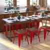 Flash Furniture Metal Dining Table Height Stool with Wooden Seat Set of 4 – Backless Teal Kai Commercial Grade Stool – Kai 18″ Stackable Dining Chairs(Red)