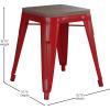 Flash Furniture Metal Dining Table Height Stool with Wooden Seat Set of 4 – Backless Teal Kai Commercial Grade Stool – Kai 18″ Stackable Dining Chairs(Red)