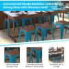 Flash Furniture Metal Dining Table Height Stool with Wooden Seat Set of 4 – Backless Teal Kai Commercial Grade Stool – Kai 18″ Stackable Dining Chairs(Teal)
