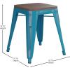 Flash Furniture Metal Dining Table Height Stool with Wooden Seat Set of 4 – Backless Teal Kai Commercial Grade Stool – Kai 18″ Stackable Dining Chairs(Teal)