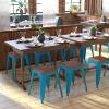 Flash Furniture Metal Dining Table Height Stool with Wooden Seat Set of 4 – Backless Teal Kai Commercial Grade Stool – Kai 18″ Stackable Dining Chairs(Teal)