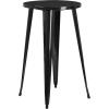 Flash Furniture Ormsby Commercial Grade 24″ Round Silver Metal Indoor-Outdoor Bar Table Set with 4 Square Seat Backless Stools(Black)