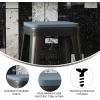 Flash Furniture Perry Set of 4 Poly Resin Wood Seat – Gray Polystyrene – Rounded Edges for Comfort – For Colorful Metal Chairs and Stools – Indoor/Outdoor(Teal-blue)