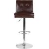 Flash Furniture Ravello Contemporary Adjustable Height Barstool with Accent Nail Trim in Brown Fabric(Brown Leathersoft)