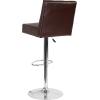 Flash Furniture Ravello Contemporary Adjustable Height Barstool with Accent Nail Trim in Brown Fabric(Brown Leathersoft)