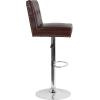 Flash Furniture Ravello Contemporary Adjustable Height Barstool with Accent Nail Trim in Brown Fabric(Brown Leathersoft)