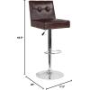 Flash Furniture Ravello Contemporary Adjustable Height Barstool with Accent Nail Trim in Brown Fabric(Brown Leathersoft)