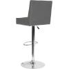 Flash Furniture Ravello Contemporary Adjustable Height Barstool with Accent Nail Trim in Brown Fabric(Gray Leathersoft)