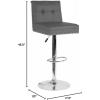 Flash Furniture Ravello Contemporary Adjustable Height Barstool with Accent Nail Trim in Brown Fabric(Gray Leathersoft)