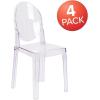 Flash Furniture Revna 4 Pack Revna Ghost Chair with Oval Back in Revna Transparent Crystal(Set of 4)