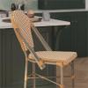 Flash Furniture SDA-AD642001-F-CS-NATWH-LTNAT-GG 26″ NAT/White French Stool