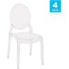 Flash Furniture Set of 4 Extra Wide Resin Ghost Chairs with 700 LB. Weight Capacity – Clear Kitchen and Dining Room Chair – Acrylic Event Chair for Indoor/Outdoor Use