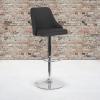 Flash Furniture Trieste Contemporary Adjustable Height Barstool in Black Fabric(Black Fabric)