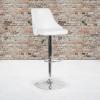 Flash Furniture Trieste Contemporary Adjustable Height Barstool in Black Fabric(White Leathersoft)