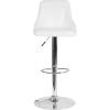Flash Furniture Trieste Contemporary Adjustable Height Barstool in Black Fabric(White Leathersoft)