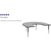 Flash Furniture Wren 60”W x 66”L Horseshoe Yellow Thermal Laminate Activity Table – Height Adjustable Short Legs(Grey)