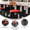 Flash Furniture Wright Set of 2 Commercial Barstools – Walnut Wood Boomerang Back – Black Vinyl Seat – 500 LB. Capacity Black Steel Frame – Integrated Footrest(Natural Birch Wood Back/Red Vinyl Seat)