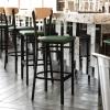 Flash Furniture Wright Set of 2 Commercial Barstools – Walnut Wood Boomerang Back – Black Vinyl Seat – 500 LB. Capacity Black Steel Frame – Integrated Footrest(Natural Birch Wood Back/Green Vinyl Seat)